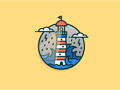 Rainy Lighthouse cloud icon illustration lighthouse outline rain rebound see thunder wave