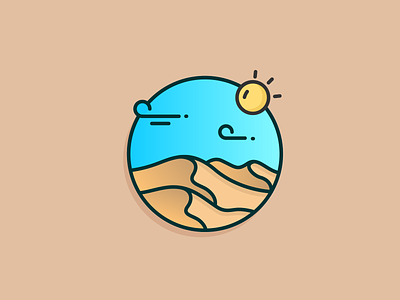 The Desert blue sky clean desert icon icon design illustration outline sun wind