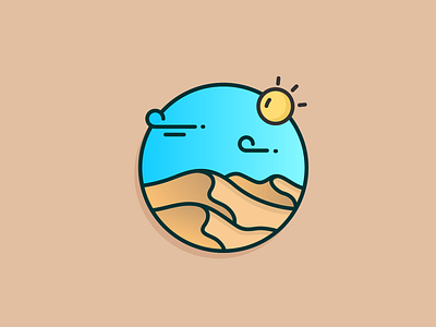 The Desert blue sky clean desert icon icon design illustration outline sun wind