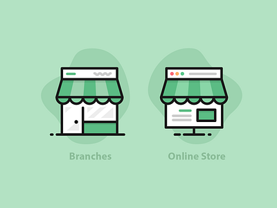 Branches VS Online Store branches browser icon icon design illustration online store outline store