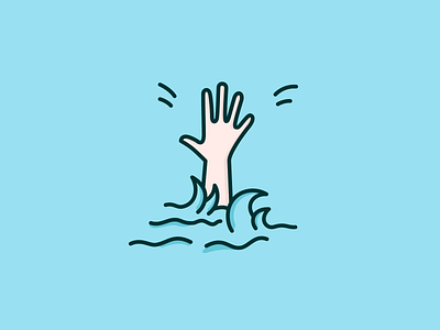 Trying not to drown... blog post illustrtion drown economics hand help icon illustration outline studio garousian water