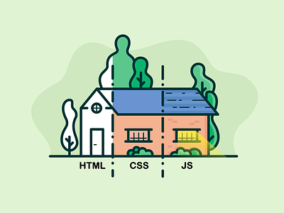 What is Front-end Development? css developer development frontend house html icon icon design illustration javascript js outline