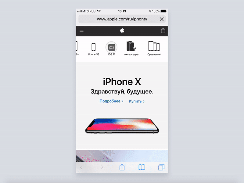 Concept Mobile Safari on iOS