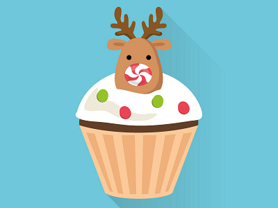 Reindeer's Muffin birthday card cards christmas card cupcake graphic graphic design illustration material design muffin paper reindeer