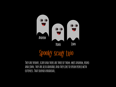 Spooky scary trio card design festival ghosts graphics halloween spooky ui