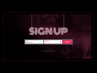 Daily UI #001 - Sign Up branding cyberpunk dailyui 001 design purple sketch typography ui uidesign webdesign