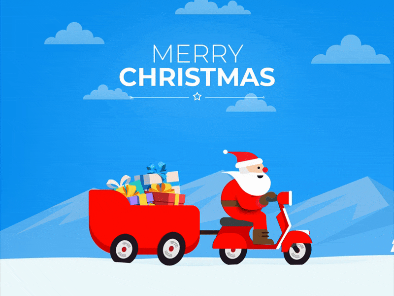 Santa animation christmas gift happy ride santa