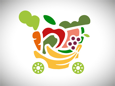 Fruits and Vegetables Cart Logo cart flat illustrator logo organic vegetable
