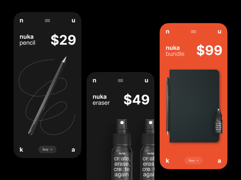nuka mobile website branding concept design graphic design minimal mobile startup stationery ui uiux web