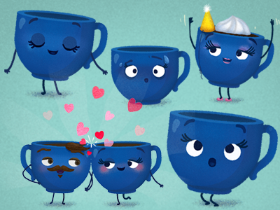 Blue Cup blu character cup hot chocolate
