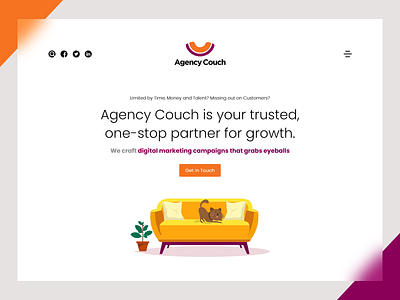 Agency Couch Website (Designed for Development Logics) cat clean ui couch illustrator indentity minimal minimalism orange purple staffing template typography ui ui design uidesign uiux vector website website concept website design