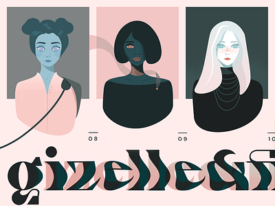 Gizelle & Fiona branding illustration typogaphy website