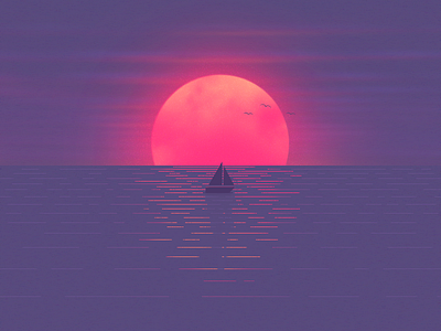 Sunset on a beach by geometrieva on Dribbble