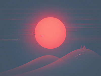 Red Dwarf sunset illustration sunset