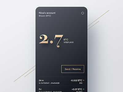 A wallet for digital gold bitcoin crypto gold type ui ux wallet
