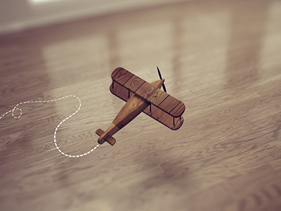 A wooden plane cute illustration miniature plane small wood
