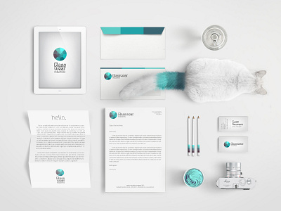 Glasswear Brand Identity brand brand identity branding cat corporate identity logo minimal stationery white