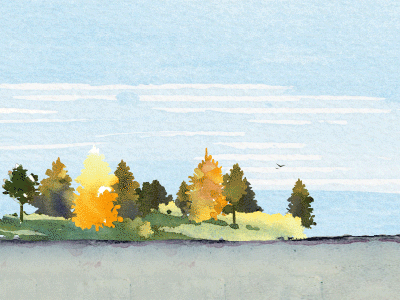 Morning and evening trees animation autumn evening game illustration morning simulator trees watercolour