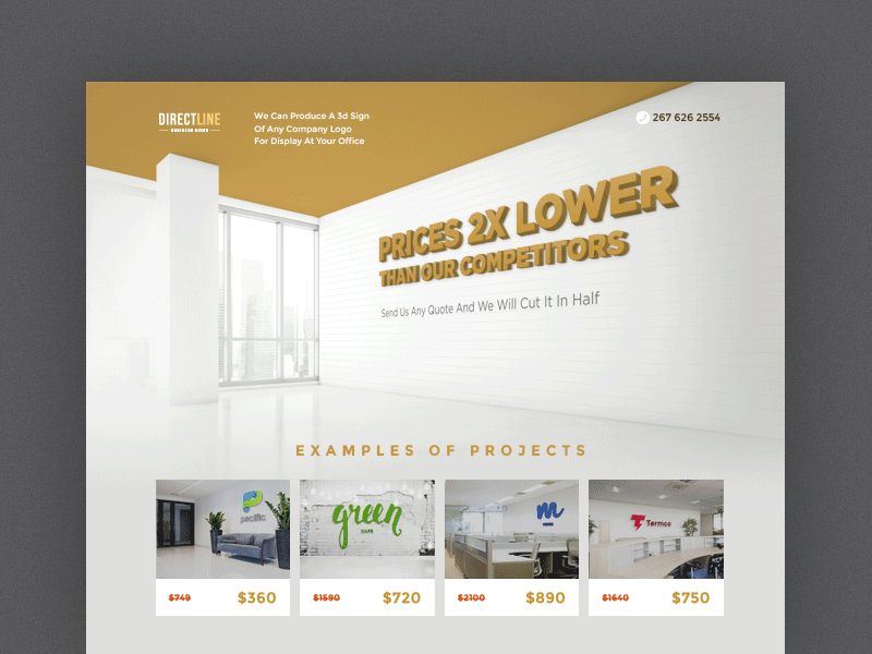 Direct Line Business Sign website 3d signs animation business signs company logo interior office website