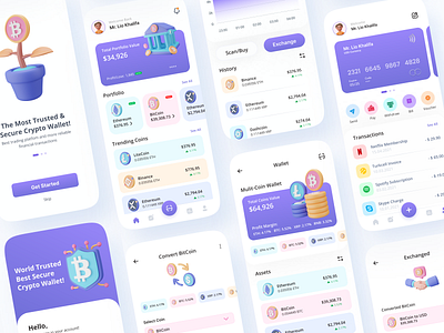 Crypto Wallet Mobile App android app app bitcoin bitcoin cash blockchain coinbase coinbase wallet cold wallet colourful app convert coin crypto currency crypto wallet digital wallet finance app financial app iso app mobile app nft uiux wallet