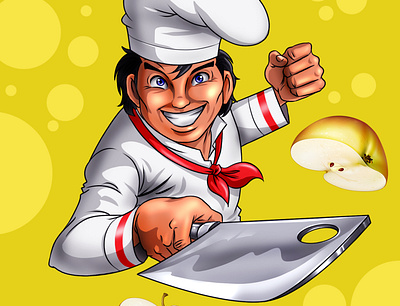 Chef Art Digital Drawing Paintig for menus Of Food and Resturant animation art brand chef color cooking design digital drawing food graphic icon illustration lines logo menu motion graphics painting vector yellow