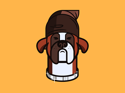 Hugo boxer brown character digital painting dog drawing hat hiphop illustration illustrator street vector