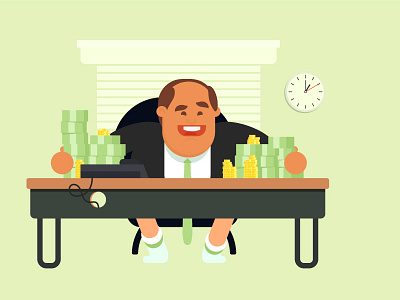 Moneymaker Boss big cash character design fat green illustration money no pants socks vector