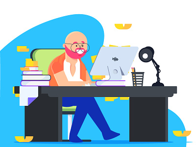 Creative Writer bloger character colorful content cute illustration office vector writer