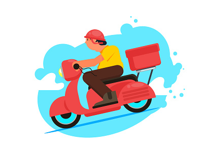 Delivery Boy illustration away cartoon character delivery despatch division scooter take