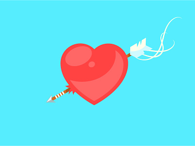 Valentine's Day Love Arrow Pierced Heart arrow blue feather heart illustration love red romantic valentines day