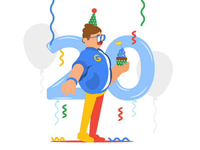 HAPPY20 20 birthday character google guy illustration man marketing search vector