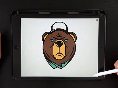 Bear illustration process affinity design animal bear character design digital painting drawing flat icon illustration illustrator ipadpro logo street vector wid