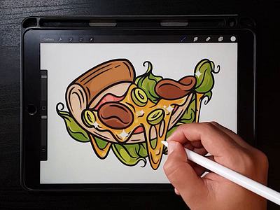 Procreate pizza illustration character design digital painting drawing icon illustration illustrator logo pixel art vector