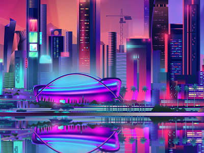 Detail of an illustration branding contemporary design illustration illustrator outrun pabloladosa synthwave vector vectorart