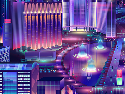 Casino city details cyberpunk design illustration illustrator pabloladosa synthwave vector vectorart