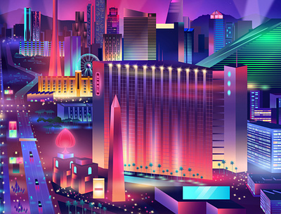 Casino city details cyberpunk design illustration illustrator pabloladosa synthwave vector vectorart