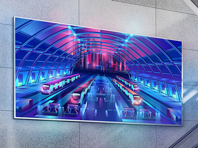 Train Station - Poster outrun