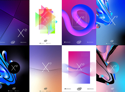 Intel Posters Collection art brand brand design brand identity branding contemporary cool design illustration illustrator logo poster poster art synthwave typography vector vectorart