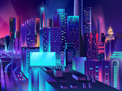 😊Illustration city night by PABLO LADOSA on Dribbble