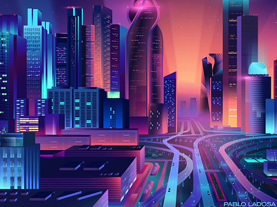 Stadium Illustration architecture contemporary design illustration illustrator modern outrun pabloladosa synthwave techno technology vector vectorart