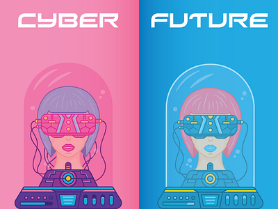 Cyber Future character flat future girl girls hi tech illustration person technology vector