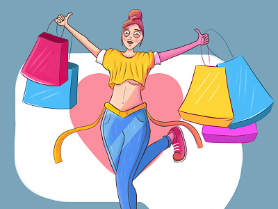 Shopping character enjoy girl illustration lineart magazine person shopping simple sketch