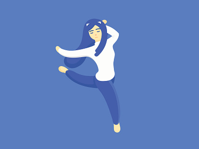 Cat character dance flat girl illustration people person picture sad vector