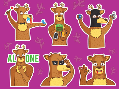 Loving deer vol.2 animals character deer deers drawing illustration person picture sticker stickers telegram