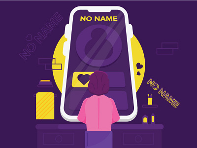 No name character dependence flat furniture design future illustration people person smartphone vector