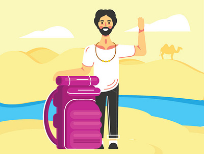 Travel character flat happy illustration people person picture travel vector