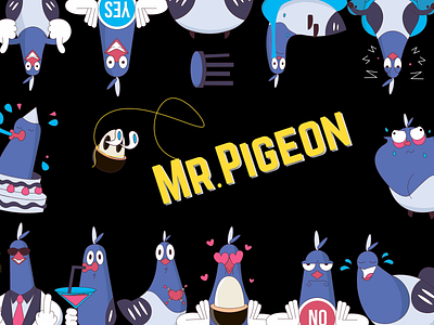 Mr.Pigeon Telegram Stickers cartoon character design digital drawing graphic design illustration sticker pack vector