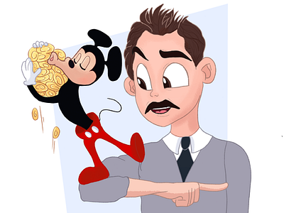 Walt Disney with Mickey Illustration cartoon character design digital drawing disney graphic design illustration