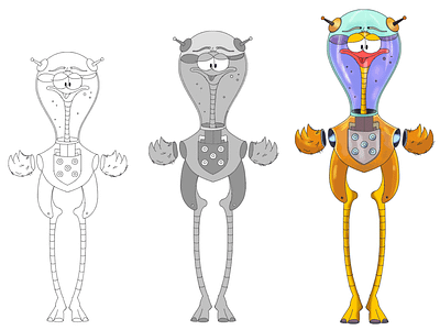 Character Art Space ostrich cartoon character character design digital drawing illustration illustration art model sheet