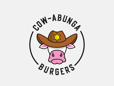 Cow-abunga Burgers animal burger cow cute fast fastfood logo